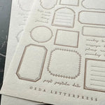 Oeda Letterpress Letterpress Sticker Sheet【FRAME / Bronze・Greige】