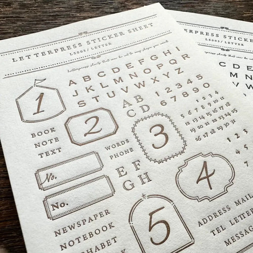 Oeda Letterpress Letterpress Sticker Sheet【Letter / Bronze・Black】