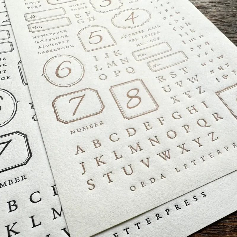 Oeda Letterpress Letterpress Sticker Sheet【Letter / Bronze・Black】