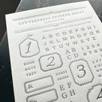 Oeda Letterpress Letterpress Sticker Sheet【Letter / Dark Grey】