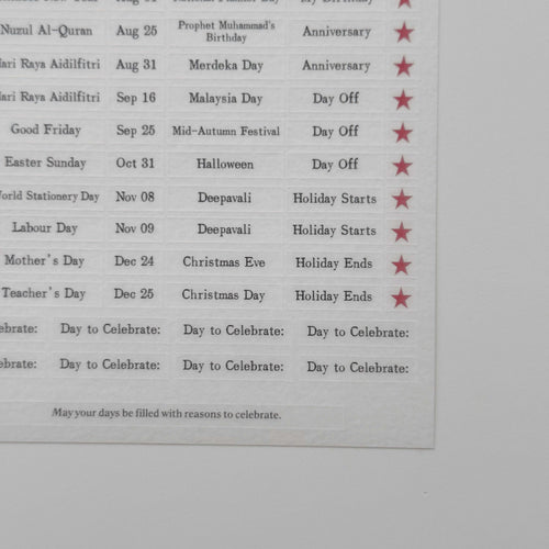 Minimalist Date Washi Sticker: Days to Celebrate 2026