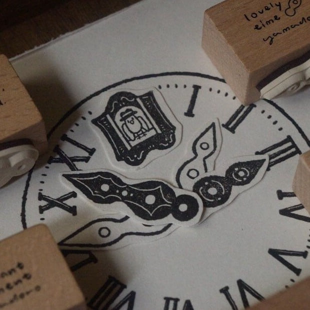 Yamadoro Double-Sided Rubber Stamp - Components of The Clock