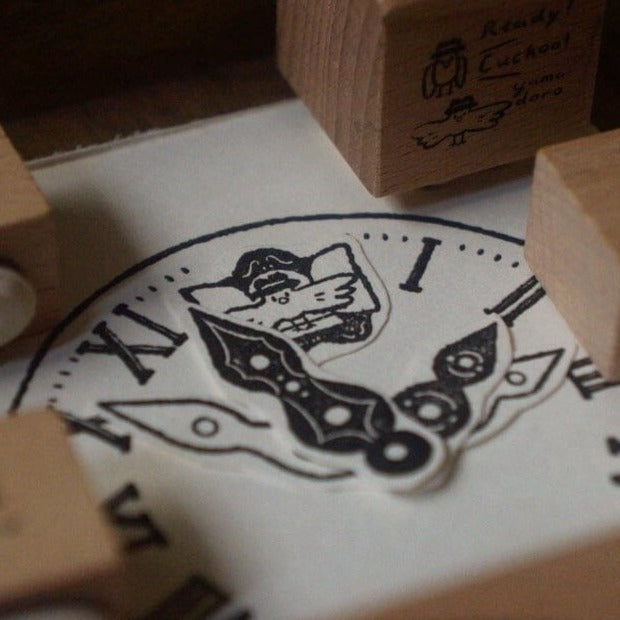 Yamadoro Double-Sided Rubber Stamp - Components of The Clock