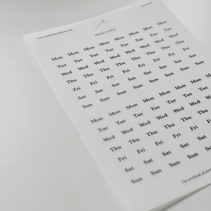 Minimalist Date Washi Sticker: 2025 Monthly Archival