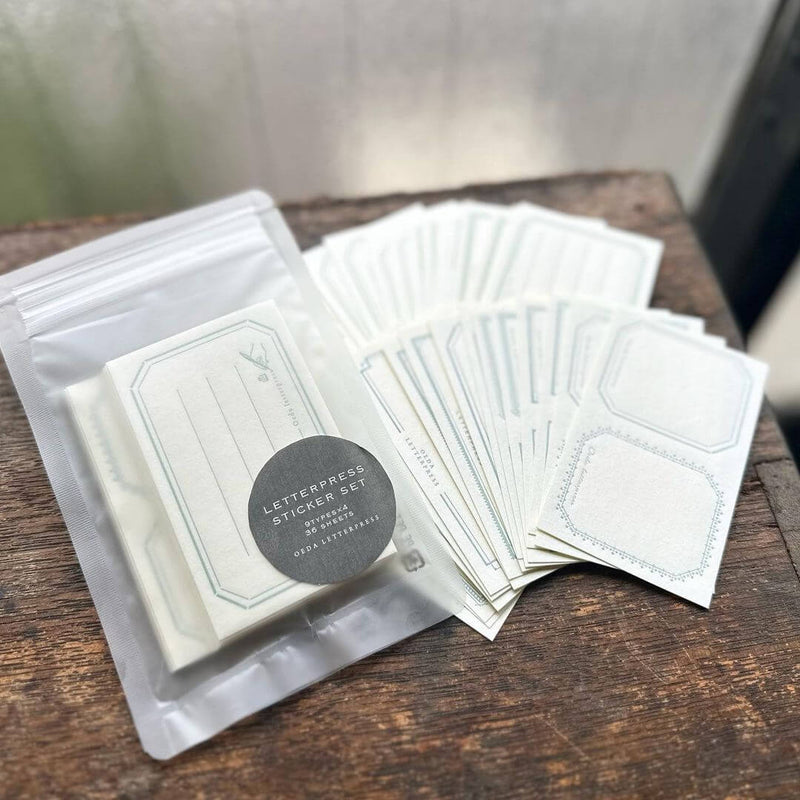 Oeda Letterpress Letterpress Sticker Set【Sage Green ＆ Pale Blue】