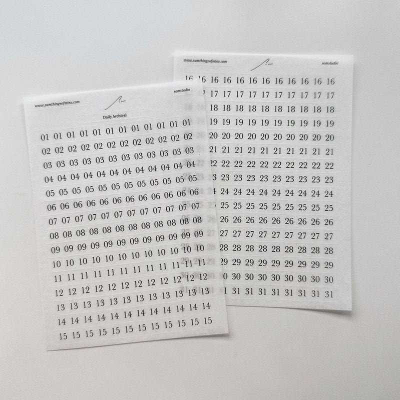 Minimalist Date Washi Sticker: 2025 Monthly Archival
