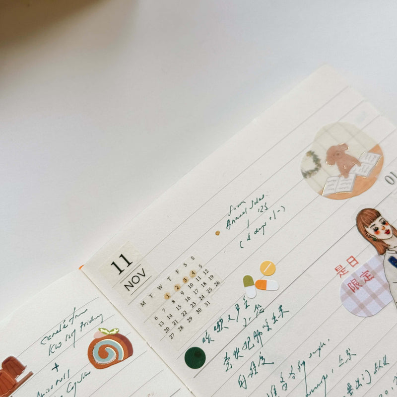 Minimalist Date Washi Sticker: 2025 Monthly Archival