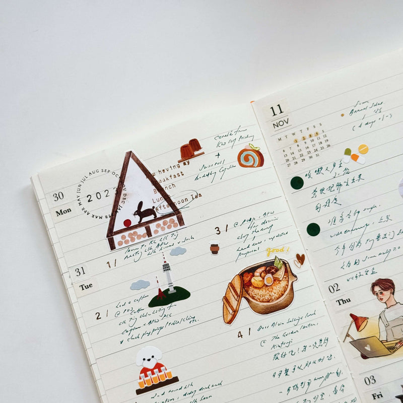 Minimalist Date Washi Sticker: 2025 Monthly Archival