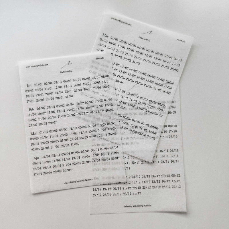 Minimalist Date Washi Sticker: 2025 Monthly Archival