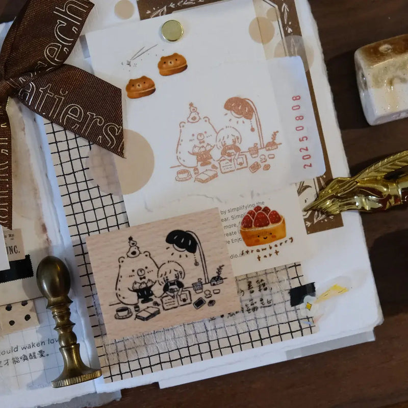 Bear & Girl Rubber Stamp: Blissful Days