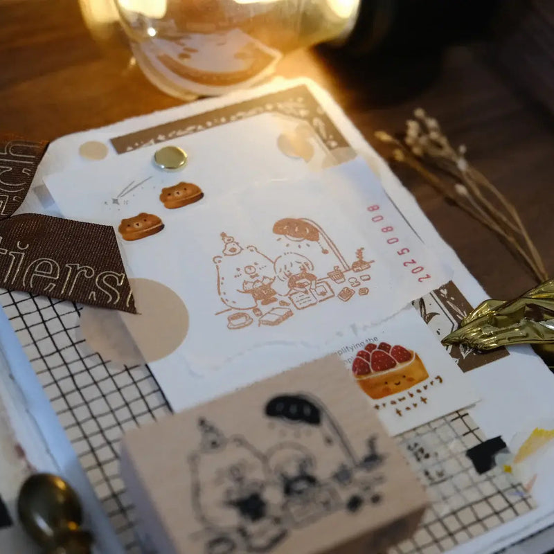 Bear & Girl Rubber Stamp: Blissful Days