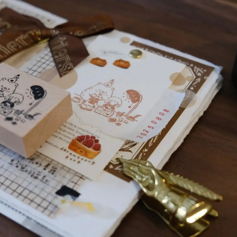 Bear & Girl Rubber Stamp: Blissful Days