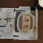 Bear & Girl Rubber Stamp: Where Next? / Here We Go!