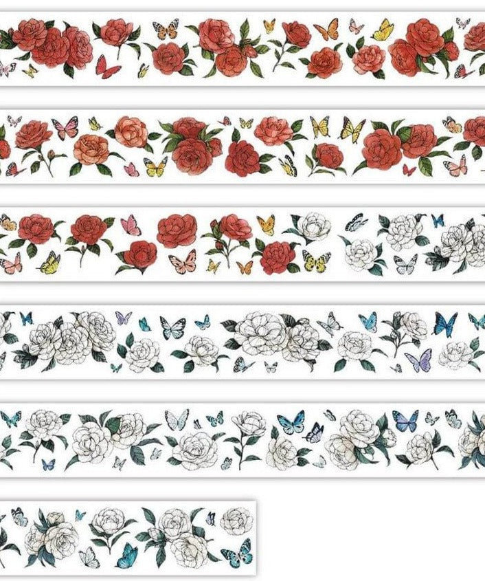 modaizhi PET Tape - Camellia (Red & White)