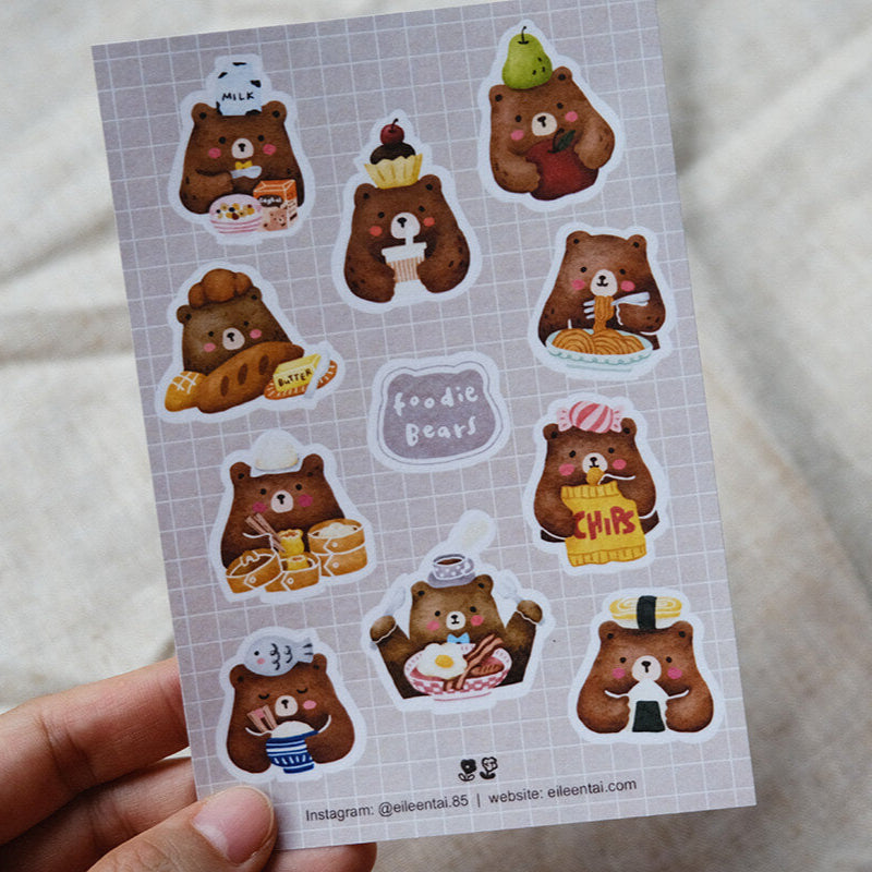 Foodie Bears Washi Sticker Sheet