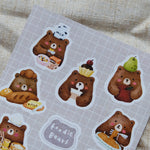 Foodie Bears Washi Sticker Sheet