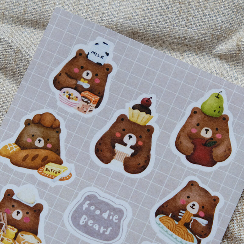 Foodie Bears Washi Sticker Sheet