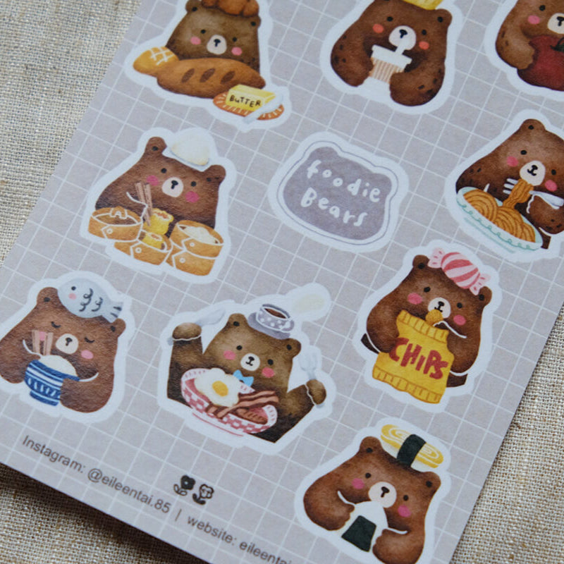 Foodie Bears Washi Sticker Sheet