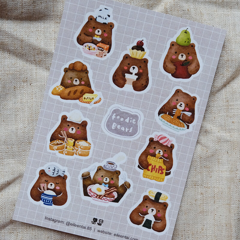 Foodie Bears Washi Sticker Sheet