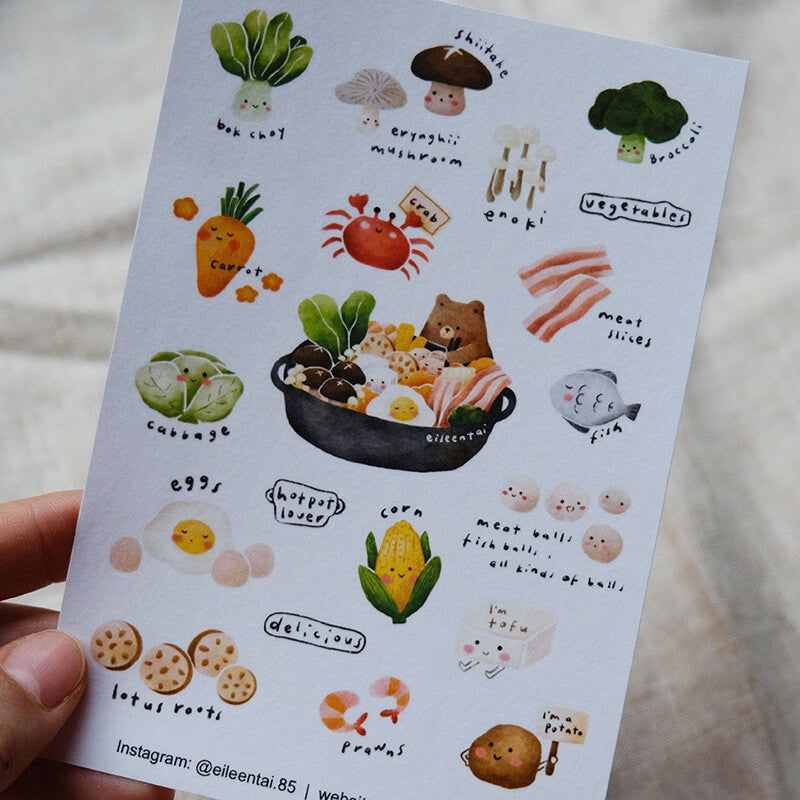 Hotpot Bear Washi Sticker Sheet