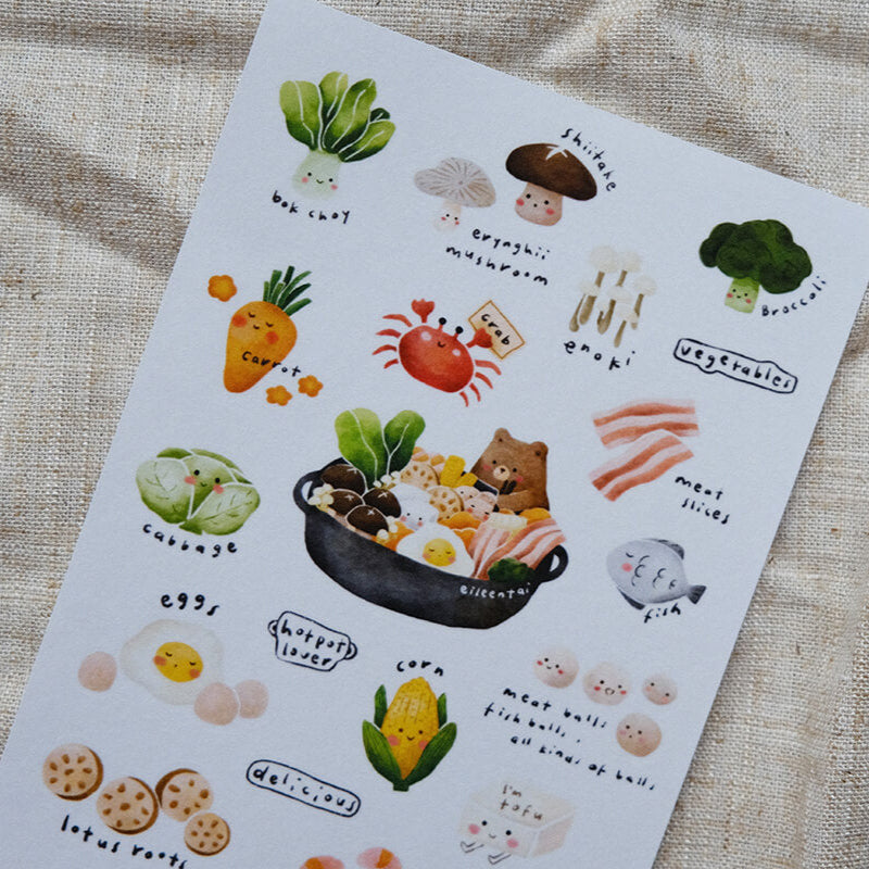 Hotpot Bear Washi Sticker Sheet
