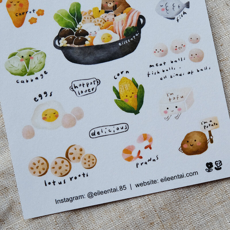 Hotpot Bear Washi Sticker Sheet