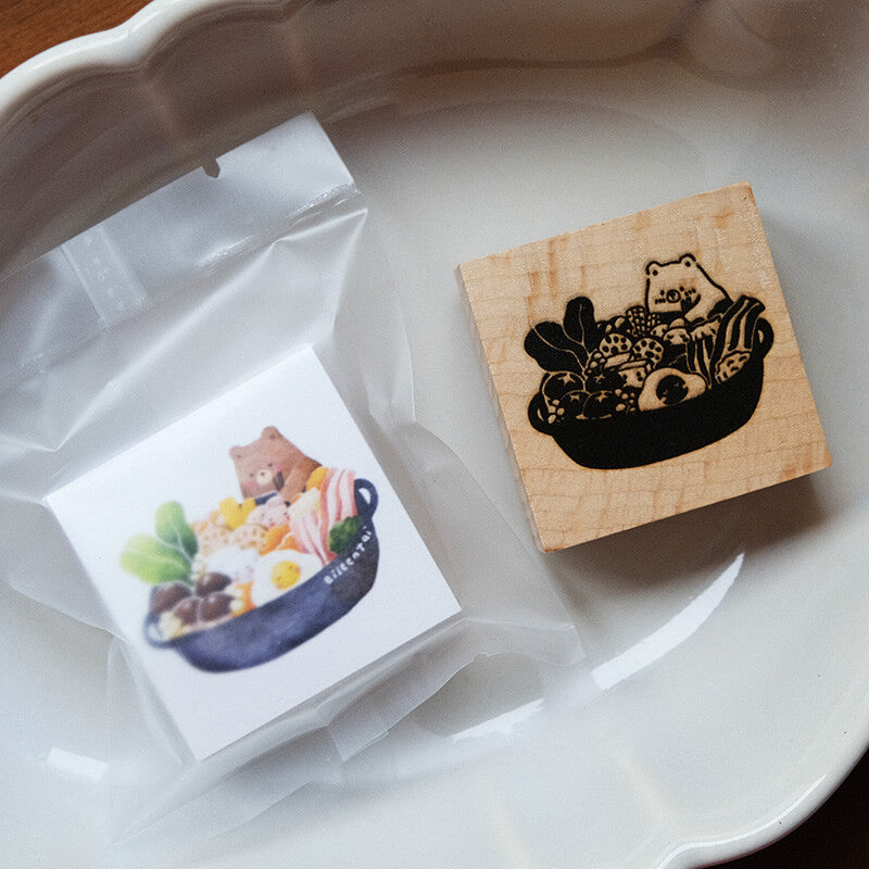 Hotpot Bear Rubber Stamp