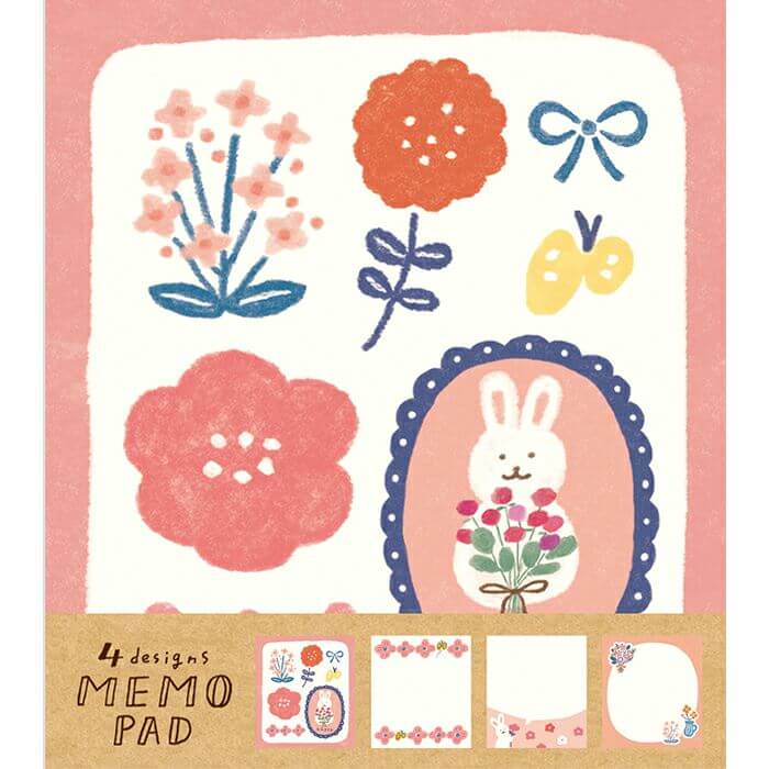 Furukawashiko Memo Pad - Flower and Rabbit