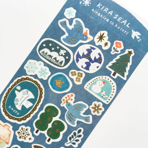 Furukawashiko Kira Seal Sticker -  Glitter and Birds