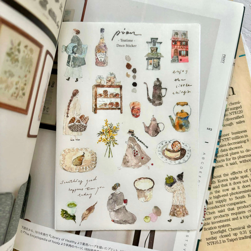 Pion Die-Cut Stickers: Teatime