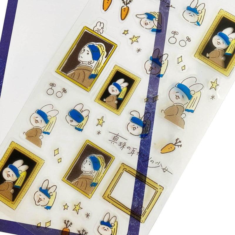 Furukawashiko Sticker Sheet - Museum Animals // Rabbit with Pearl Earring