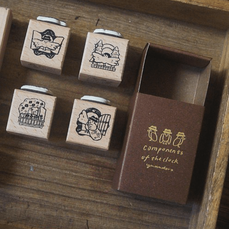 Yamadoro Double-Sided Rubber Stamp - Components of The Clock