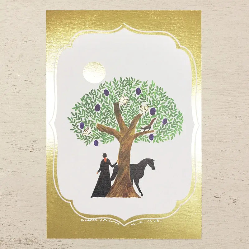 Nishi Shuku Postcard - Gold Tree