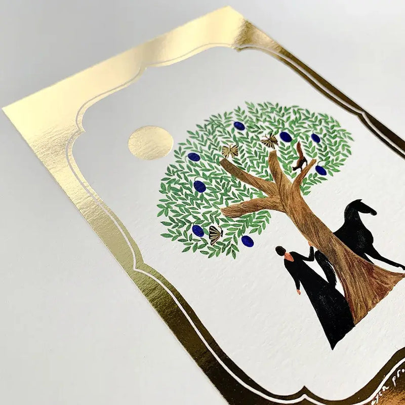 Nishi Shuku Postcard - Gold Tree