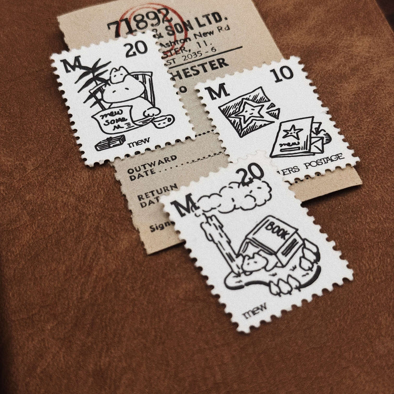 som x mewmewbeam Letterpress Decorative Postage Stamp Sheet
