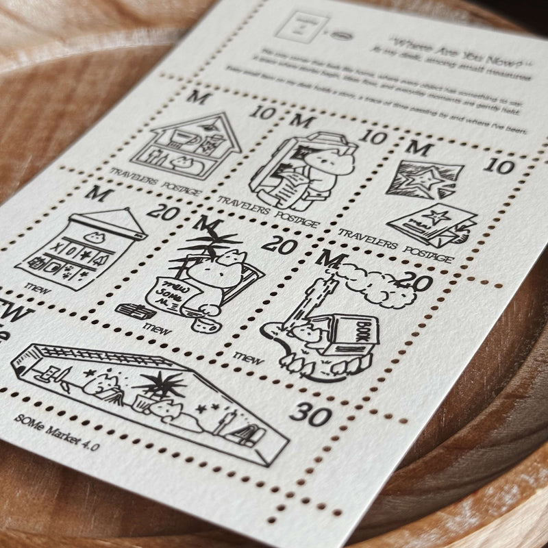 som x mewmewbeam Letterpress Decorative Postage Stamp Sheet