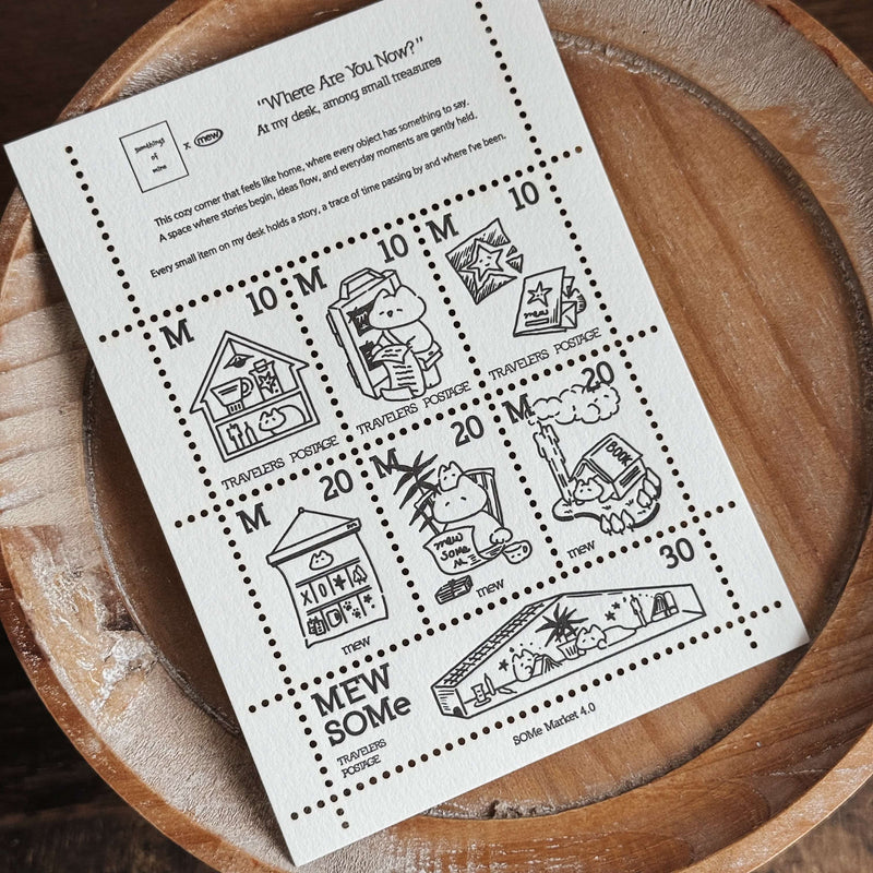 som x mewmewbeam Letterpress Decorative Postage Stamp Sheet