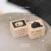 Two wooden rubber stamps with cat designs on a textured surface, labeled 'SOMe Market collaboration'.