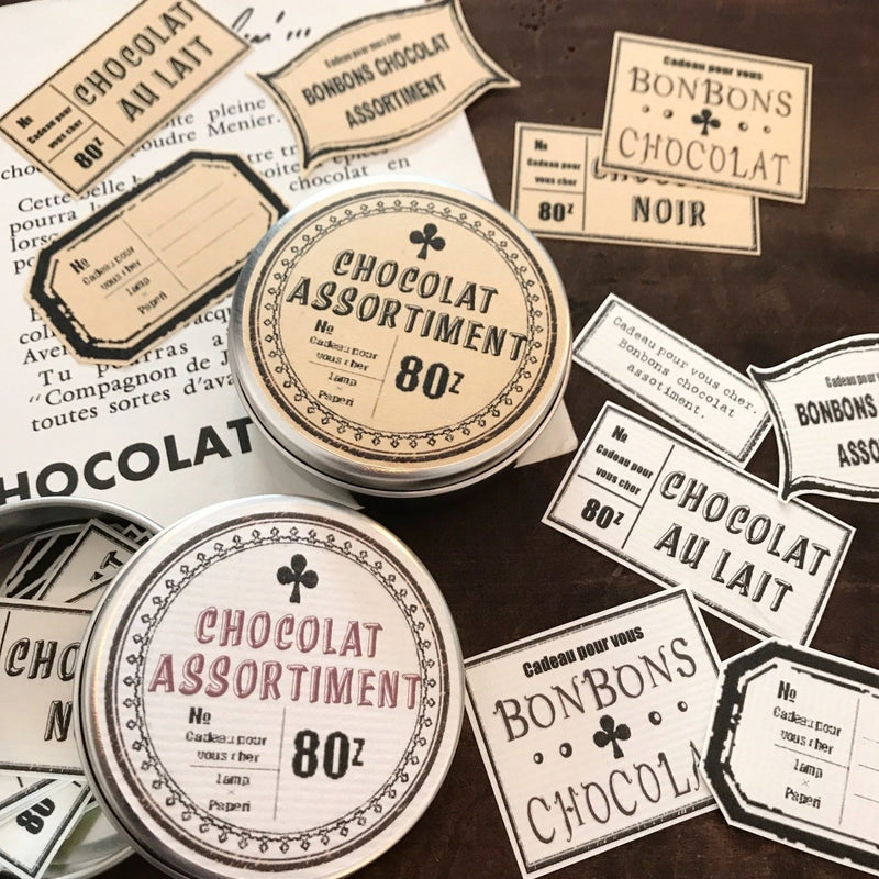 LampxPaperi Chocolate Assortment Label Stickers in Tin