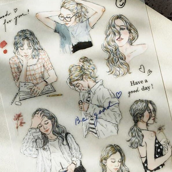 Pion: Print-On Stickers III - Sketching Girls