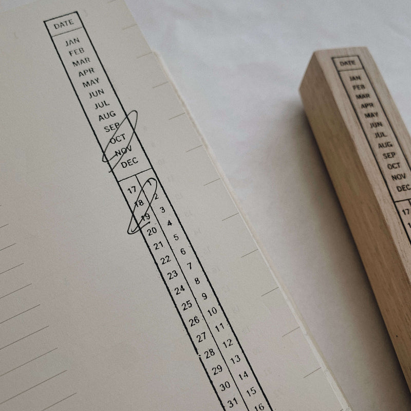 Long Calendar Rubber Stamp