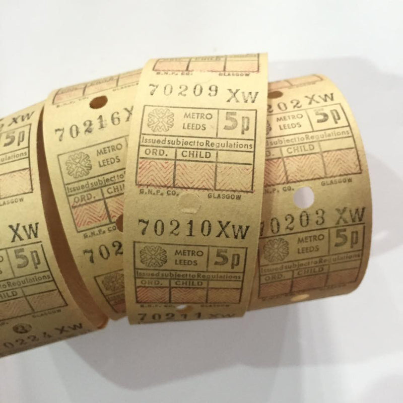 Vintage Bus Tickets Roll - Metro Leeds 5p