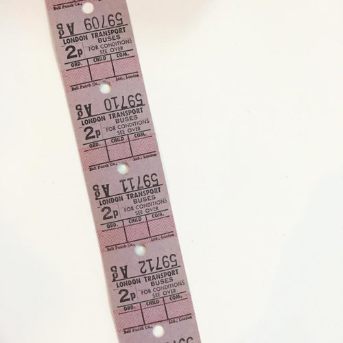 Vintage Bus Tickets Roll - London Transport Buses 2p