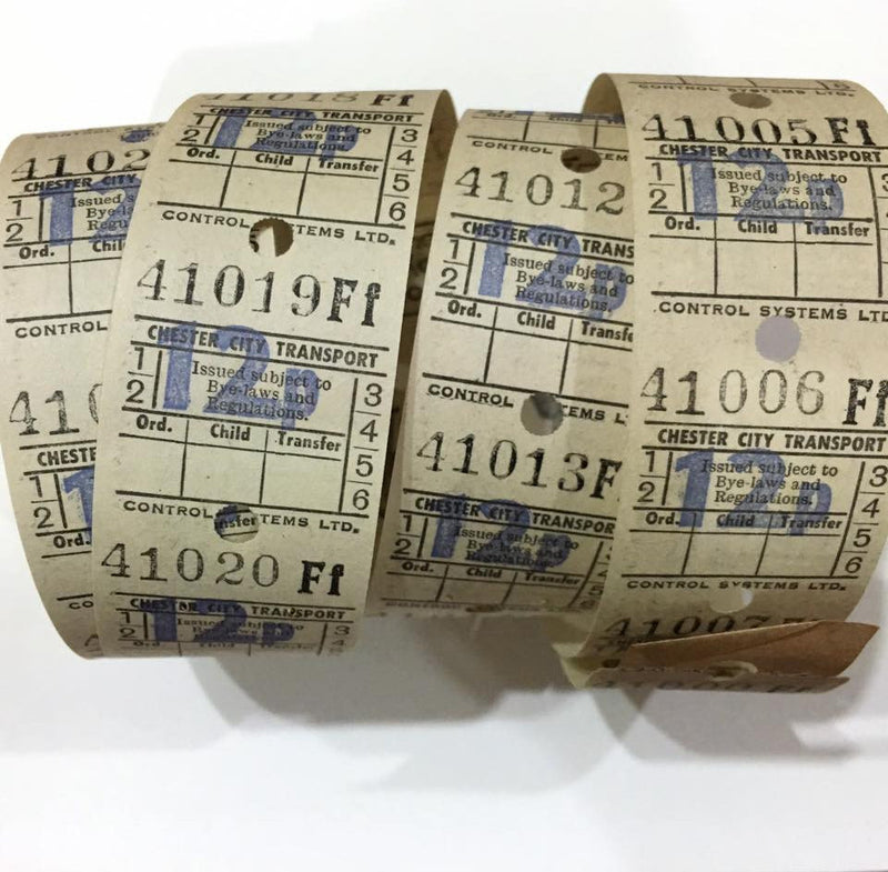 Vintage Bus Tickets Roll - Chester City Transport 12p