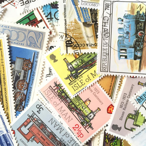 Trains Theme Vintage Stamps Set