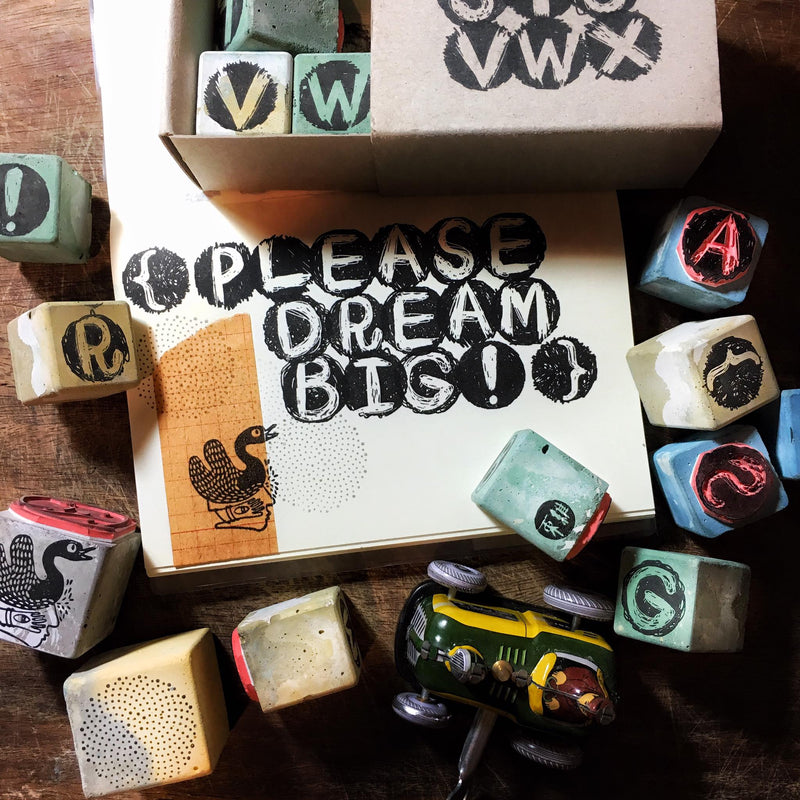 Cement Rubber Stamp - Alphabets & Symbols Set