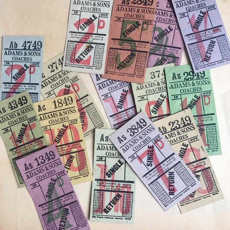 Vintage Ticket Set - Adams & Sons Coaches Single/Return (14pcs)