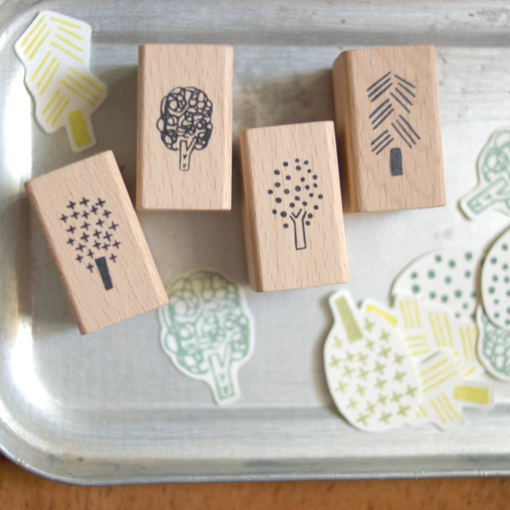 tree rubber stamps evakaku Rubber Stamp Set