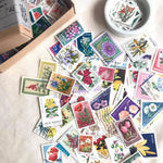 Flowers Theme Vintage Stamps Set