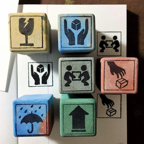 Cement Rubber Stamp - Handle With Care Series